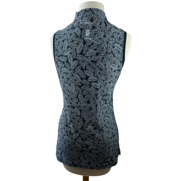 Peter Millar Banded Button Plaquet Palm Print Sleeveless Golf Polo Small *LOGO - Picture 7 of 11